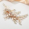 SWEETV Light Rose Gold Wedding Clip Rhinestone Bridal Comb Barrette