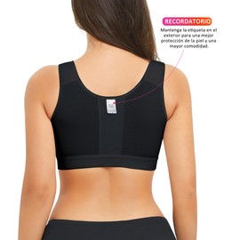 Eleady Negro Brasier Mujer con Cremallera Frontal Top Deportivo sin Cable Brasier Deportivo con Correa Ancha Bralettes de Mujer Yoga Sport Bra Brasier postquirurgico - Grande