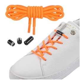 Mount Swiss - Elastic Shoelaces with Metal Capsules Laces without Tying Quick Lacing System - 120 cm Can Be Shortened Individually - With Capsules for Trainers,, neon orange