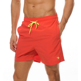 Rdruko Men's Swim Trunks Quick Dry Shorts with Mesh Lining Swimwear Bathing Suits(Orange, CA M)