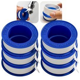 MOPUBZO 6 Rolls Teflon Tape 10 m x 12 mm, PTFE Tape Thread Sealing Tape for Water Pipe, Sealing Tape for Bathroom, Kitchen, Pool, Industrial (White)