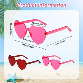8PCS Heart Shaped Sunglasses - Hot Pink & Red Trendy Womens Sunglasses for Bachelorette Party