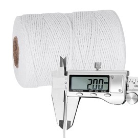 Ohtomber White Cotton Butchers Twine - 656 Feet 2MM Thick String, Natural Garden Gift Wrapping Kitchen Cooking Bakers Twine String Rope for Meat and Roasting, Crafts Gardening