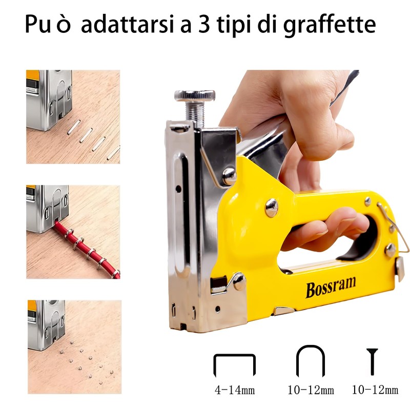 Tutee Stapler for Wood, 3-in-1 Box with 300 Nails, Suitable