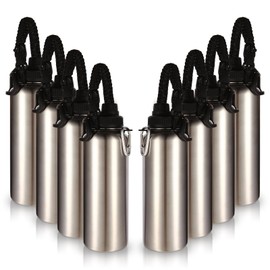 Volhoply Insulated Water Bottles Bulk 8 Pack, 40 oz Stainless Steel Sports Bottle with Paracord Handle & Spout Lid, Vacuum Metal Travel Water Thermos with Wide Mouth,Reusable Large jug(Silver,8 Set)