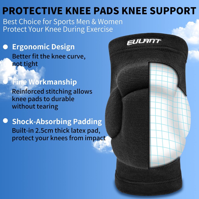 EULANT Knee Pads Volleyball for Juniors & Adults, Soft Anti-Collision