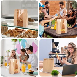 30 pack bread paper bags with window, including 30 homemade bread storage label seal stickers (13.7x8.3x3.5 inches)