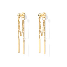 PAVOI 18K Yellow Gold Plated Sterling Silver Posts Drop Dangle Chain Earrings for Women | Dangling Chain Studs | Ball Threader Earscapes Earrings