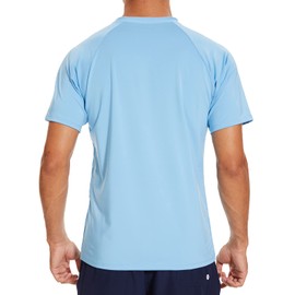 Arcweg Rash Guard Men Short Sleeves Shirt UPF 50+ Elastic Rash Vest Loose Fit Swimming Top Quick Drying Running Vest Sports Top Blue XL(UK)