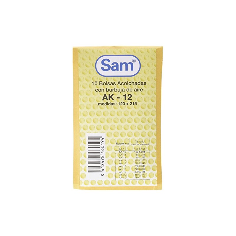 SAM 12 - Bubble Wrap Envelopes, Pack of 10