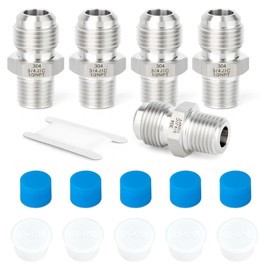 TAISHER 5PCS Forging of 304 Stainless Steel JIC Flare Tube Fittings, 3/4" JIC Male x 1/2" NPT Male, Half Union