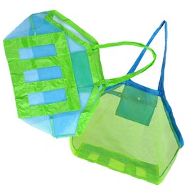 2 Stück Strandspielzeug Tasche Groß, Changyeah Netztasche Sandspielzeug, Strandtasche Netztasche, für Strandspielzeug Wiederverwendbare Faltbare