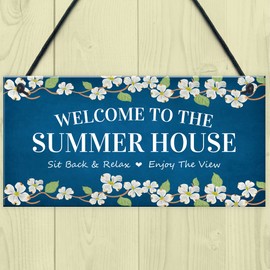 RED OCEAN Welcome Signs For Summerhouse Hanging Wall Garden Plaque New Home Gift