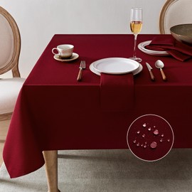 Softalker Christmas Tablecloth, Red, 140 x 100 cm, Washable, Jacquard Geometric Tablecloth, New Year's Eve Tablecloth, Elegant Table Cloth, Christmas Decoration for Outdoor Garden Table, Living Room