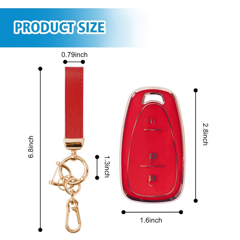 Rislobx 3 Button Key Fob TPU Shell for Chevy, Key
