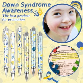 Humyoun 24 Pcs Down Syndrome Awareness Gifts Pens Bulk World Down Syndrome Day Party Favors Blue Yellow Ribbon Ballpoint Pen Inspirational Theme Charity Party Decoration for Office Charity Event Gift