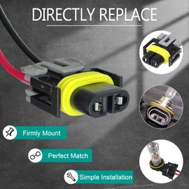 ZKFAR 1 PC H11 Female Adapters Wiring Harness Sockets, OEM DJ7028Y-2.8-21 Replacement Part, Multi-Purpose Pigtail Adapter Plug for Fog Lights (Black)