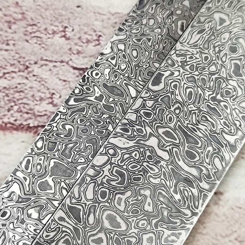 Damascus Steel Billet Sandwich Plate Material Patterned Steel Quenched Smoothed