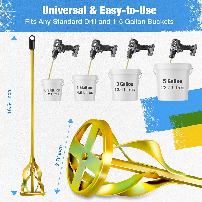 Youtex Paint Mixer for Drill, Upgraded 4-Blade 2.76" Helix Mixing