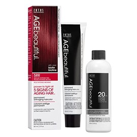 AGE beautiful Permanent Hair Color Dye Liqui Creme & Developer 20 Volume | 100% Gray Coverage | Anti-Aging | Biotin for Thicker, Fuller, Healthier Hair | 5RR Medium Intense Red