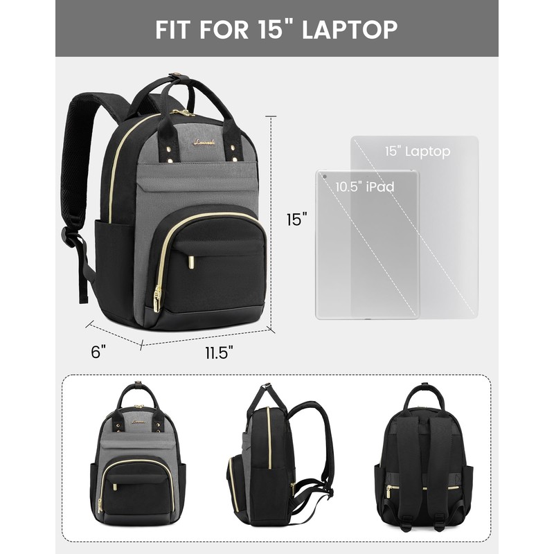 LOVEVOOK Mini Backpack for Women Stylish Waterproof Backpack Purse, Black-grey,