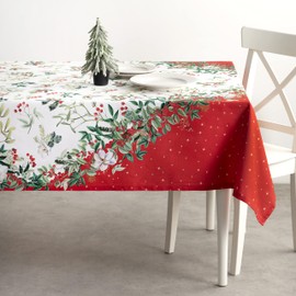 Maison d' Hermine Noel 100% Cotton Tablecloth Kitchen Dining Table Cloth for Rectangle Tables Farmhouse Tabletop Cover for Parties, Wedding Thanksgiving/Christmas (140cm x 230cm)
