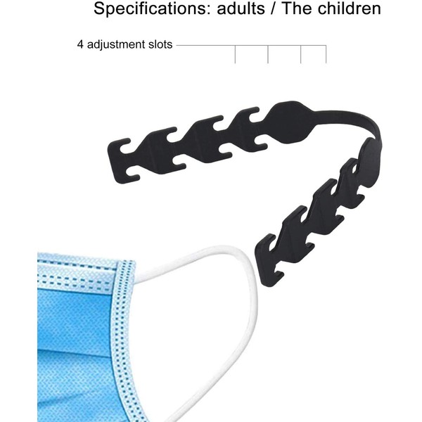 Mask Extender Strap – 5Pcs Ear Savers for Masks – Universal Size Mask Holder – 4 Adjustment Slots – Enhanced Flexibility – Compatible with Cloth Mask, Disposable Mask – For Kids and Adults