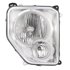 HECASA Right Headlight Assembly w/Fog Light Compatible with 2008-2012 Jeep Liberty Replacement for CH2503196 55157338AE Front Headlamp Fog Driving Lamp Clear Lens Chrome Housing - Passenger Side