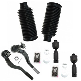 TRQ Front Driver & Passenger Side Steering Kit Steering Rack & Pinion Bellow Tie Rod Compatible with 1995-2004 Toyota Tacoma