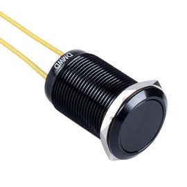 DMWD 19mm Waterproof IP67 Metal Latching Push Button Switch Heavy Duty 10Amp 12V 24V 120V ON-Off 1NO with Wires for 3/4" Mounting Hole Black Shell Without LED Light