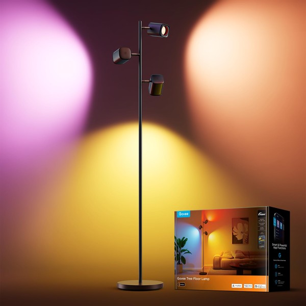 Govee Tree Floor Lamp Compatible with Matter, 3 Rotatable Lights