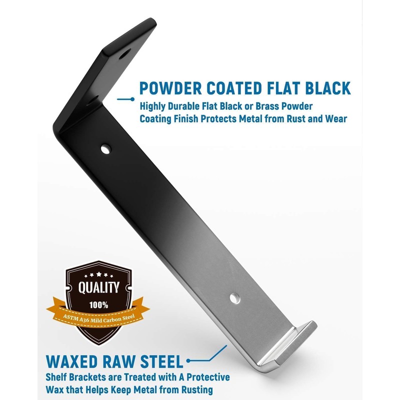 LEOPO 12 inch Shelf Brackets 6-Pack ,1/5 inch Thick Heavy