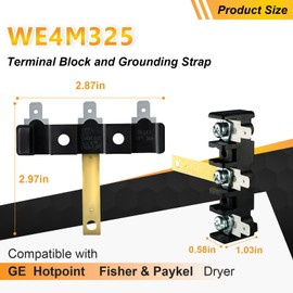 WE4M325 Dryer Terminal Block and Grounding Strap Compatible with GE Hotpoint Fisher & Paykel, Replacement Part WE04M0266 WE04X20403 WE4M266 WE4M304 WE4M324 1159209 AP3873449 PS1015628 EAP1015628