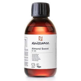 Naissance Sweet Almond Oil (no. 215) 250ml â for Skin, Hair, Massage, Nails, Cuticles, Ears, Face, Body - Natural Skin Care, Carrier Oil for Aromatherapy - Food Grade, Vegan, No GMO