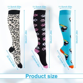 FINELYCR 3 Pairs Compression Socks Women's Sports, L/XL Riding Socks, 3 Styles Compression Socks Men, Exquisite Support Stockings, for Cycling, Running, Hiking