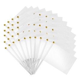 30 Packs White Small Flags on Sticks Hand Waving Flag Hand Held Small Flag Mini Solid Flag Small DIY Mini Flags On Stick Party Garden Decorations Outdoor Decorations 14 * 21cm/5.5 * 8.2in