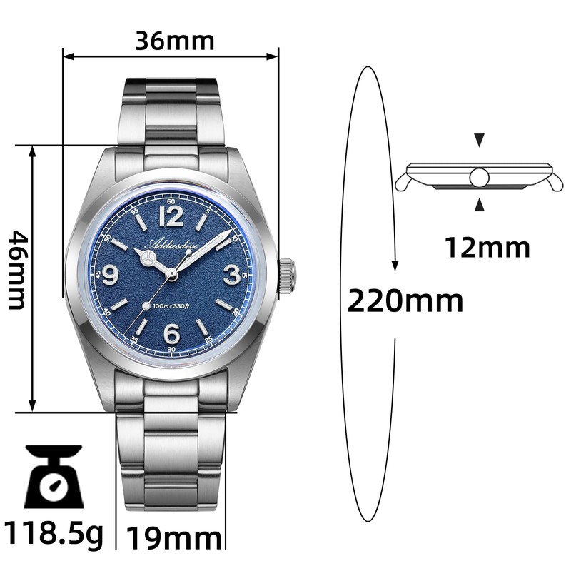 ADDIESDIVE Luxury Watch Men VH Sweep Second K1 Bubble Glass
