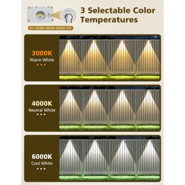 VOLISUN Solar Fence Lights, Fence Lights Solar Powered, IP65 Waterproof LED, 3 Color Temperatures Solar Light for Fence, Yard, Wall, Backyard (16 Pack, White)