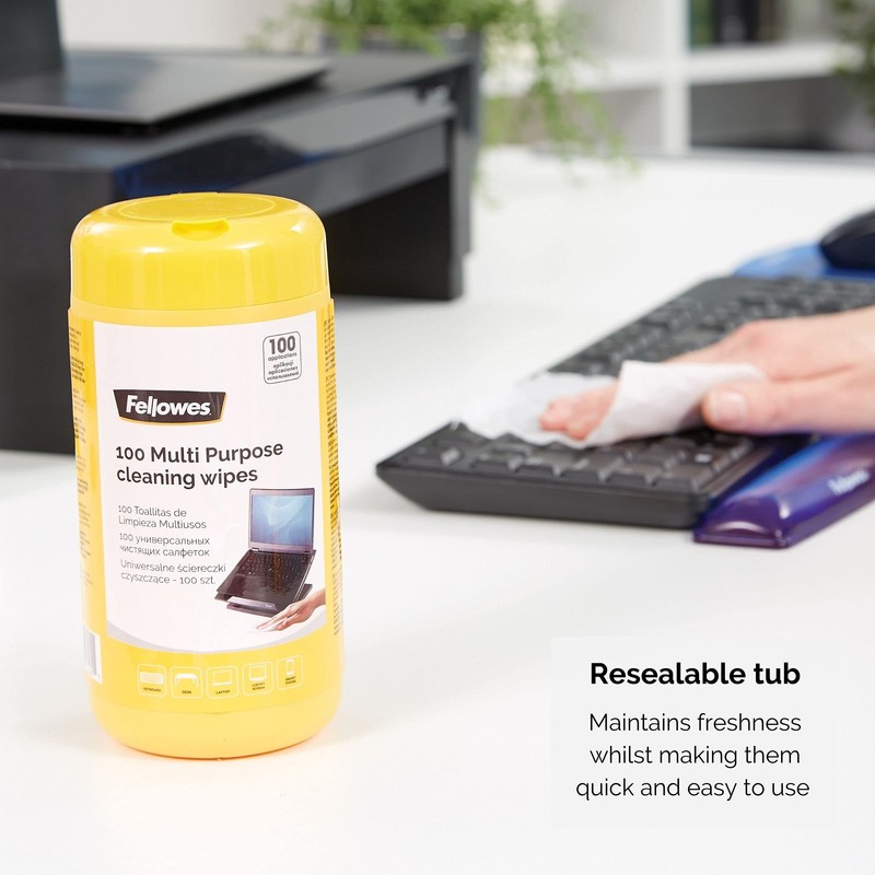 Fellowes Performance 100 Multi Purpose Cleaning Wipes Tub for Home