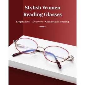 LUFF 3 Pack Reading Glasses for Women Blue Light Blocking Computer Readers Stylish Oval Metal Wire Frame Eyeglasses(2.5x)