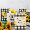 AnyDesign Summer Honey Bee Buffalo Plaids Paper Gift Bags with