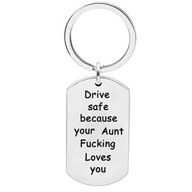 Meiligo Daughter Son Gifts Driver Safe Keychain Because Your Mom Fucking Love You Pendant from aunt (love you from aunt)