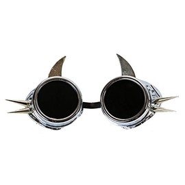 Cyber Steampunk Goggles Silver Devil Spike Biker Gothic Rave Aviator Burning Man