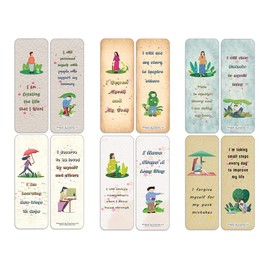 Creanoso Recovery Affirmations Bookmarks (2 Sets x 6 Cards) – Daily Inspirational Card Set – Interesting Book Page Clippers – Great Rewards for Adults and Professionals
