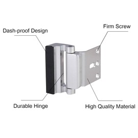 2 Pack Door Reinforcement Locks with 8 Screws, Home Security Door Lock for Toddler, Childproof Door Lock Night Lock Withstand 800 Lbs Silver