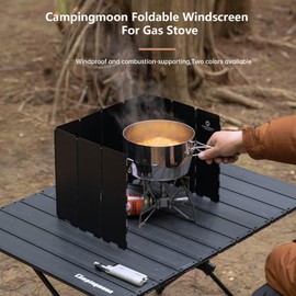 Campingmoon Camp Stove Windscreen,Foldable Aluminum Alloy 10 Plates Wind Shield for Camping Stove,Camping Wind Blocker for Gas Stove with Storage Box for Outdoor Hiking Picnic