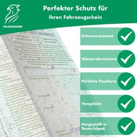 Falkenhorn® Vehicle Registration Document Cover - Transparent Car Registration Document Cover - 3-Piece Protective Cover for Vehicle Registration Certificate - Pack of 5 - Crystal Clear & Document