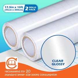 Olivo 2 Pack Clear Contact Paper Roll for Books Crafts 17.5in x 10ft Peel and Stick Adhesive Book Cover Plastic Protector