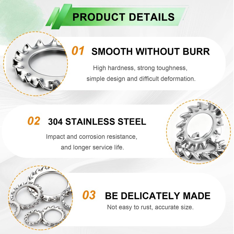Ruibapa 550PCS External Tooth Lock Washers Assortment Kit (M2.5-M12)