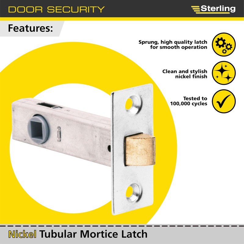 Sterling TML130 NP 3.0" Tubular Mortice Latch, Nickel, 4 Pack